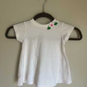 Florence Eiseman girls White Terry Cloth Flower Applique 12M Cover Up Dress
